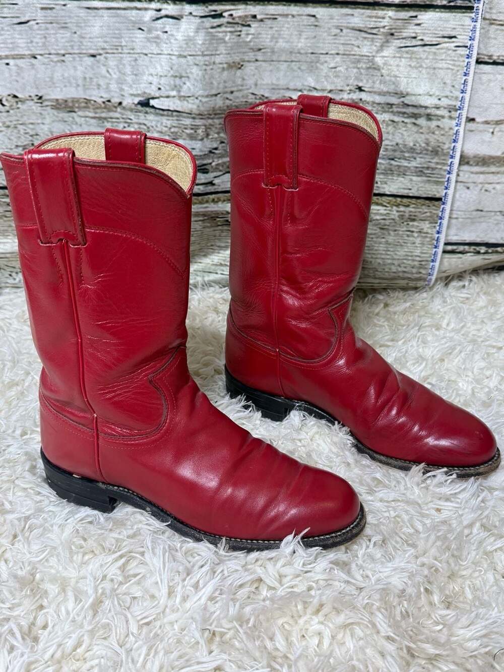 Justin 5.5 Red Leather Western Cowgirl Roper Boots